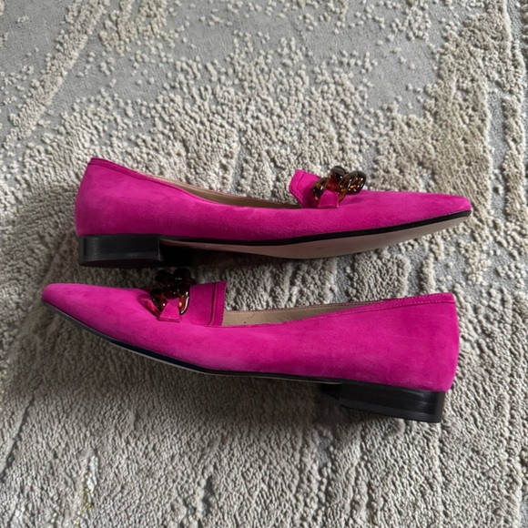 Tuckernuck fuchsia pink loafers Shoes Lily tortoise shell chain Link suede 9 - Picture 7 of 10